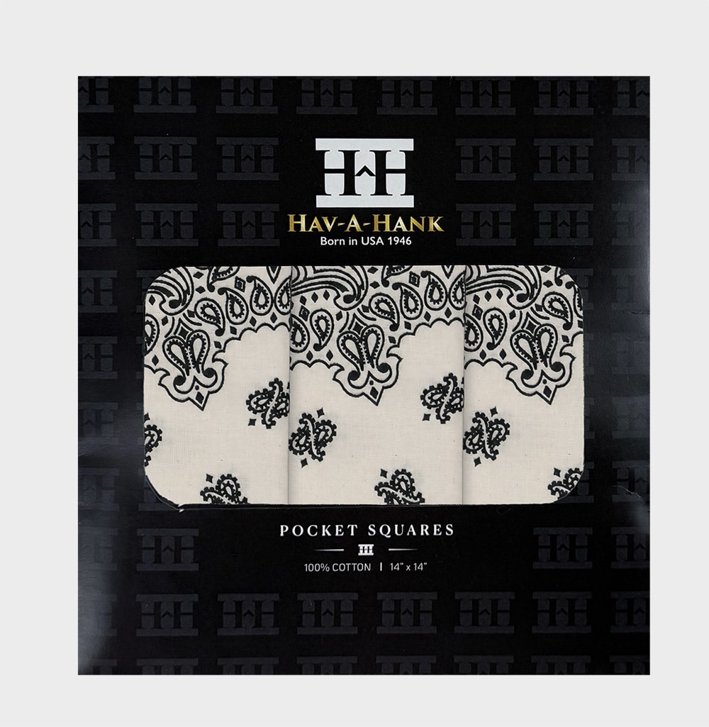 Midnight Black Paisley Handkerchief / Pocket Square - Image 2