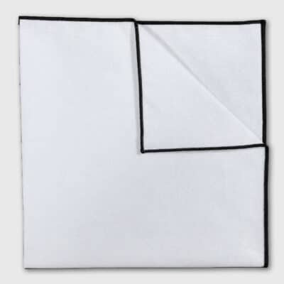Classic White with color trim 100% Cotton Handkerchief / Pocket Square