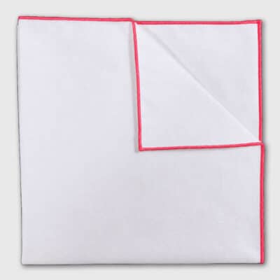 Classic White with color trim 100% Cotton Handkerchief / Pocket Square