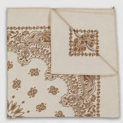 Driftwood Taupe Paisley Handkerchief / Pocket Square
