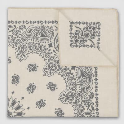 Slate Gray Paisley Handkerchief / Pocket Square