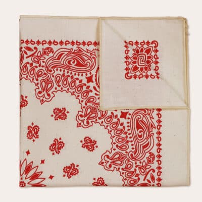 Homestead Red & Natural Paisley Handkerchief / Pocket Square